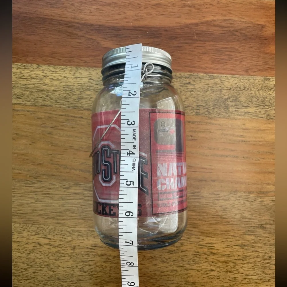 Ohio State Buckeyes Glass Light-Up Mason Jar with Handle